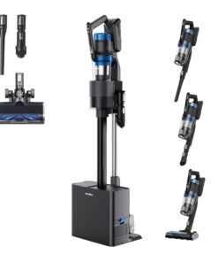 Eureka Cordless Vacuum Cleaner, Vacuum Cleaner for Home Rechargeable, Lightweight Stick Vacuum for Hardwood and Pet Hair, Blue w/Clean Station, NEC490BL