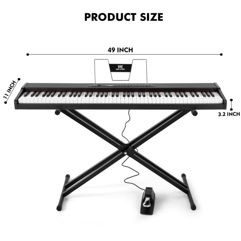 MUSTAR Digital Piano 88 Key Weighted with Stand, 88 Key Semi Weighted Keyboard Piano MEP-900, Portable Electric Piano Keyboard 88 Keys with Bluetooth Connection, Case, Sustain Pedal, MDF, Black - Image 3