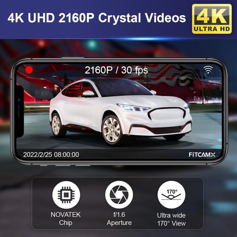 Fitcamx Front 2160P+Rear 1080P Dash Cam Adapts for Ford Mustang Mach-E 2021-2025 GT Select Premium, OEM Style, Dual Loop Recording, Built-in WiFi & APP, G-Sensor, Easy to Use, 128GB Card - Image 2
