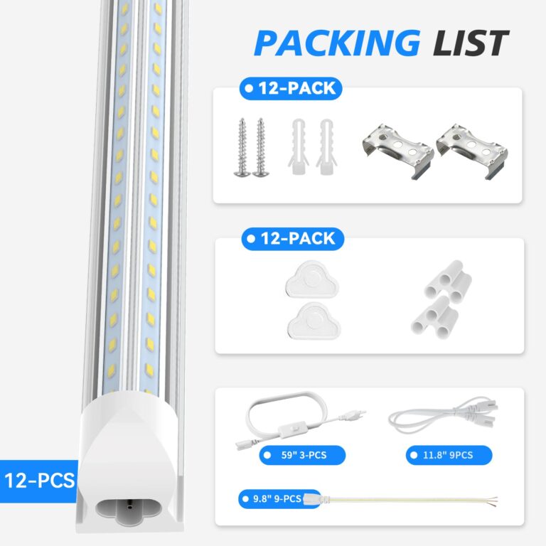 SHOPLED 8FT Shop Light 100W 15000LM 6000K | 12-Pack Linkable V-Shape Led Shop Light | Plug & Play T8 Tube Lights for Garage, Warehouse, Basement | Ultra Bright Energy-Saving Commercial Lighting - Image 5