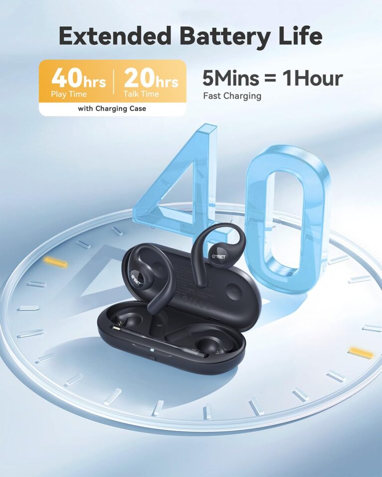 EMEET AirFlow Open Ear Headphones with Mic, Bluetooth 5.3 Wireless Headsets with Detachable Microphone, ENC Noise Cancelling, Multipoint Pairing, Ultra Comfort, Wireless Earbuds for Work, home, office - Image 4