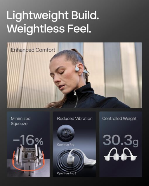 SHOKZ New OpenRun Pro 2 - Open-Ear, Bone Conduction Sport Headphones - with Reflective Strip - Sweat Resistant, Workout Headphones - Secure, Wireless, Comfortable Fit-Deep Bass and Smart Mic App - Image 6