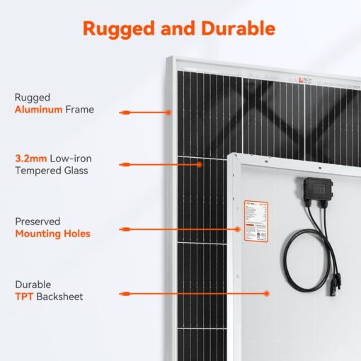RICH SOLAR 200 Watt 12 Volt 9BB Cell Monocrystalline Solar Panel High Efficiency Solar Module for RV Trailer Camper Marine Off Grid - Image 6