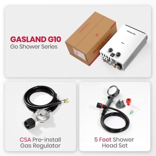 GASLAND 10L Propane Outdoor Tankless Water Heater, Ultra Slim 2.64GPM Portable Propane Shower for Off Grid Camping, G10, 68,000 BTU - Image 3