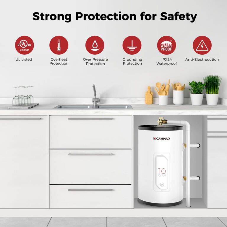 CAMPLUX Tank Water Heater Electric,10 Gallon Point of Use Hot Water Heater (ME100B) 120V 1500W, Easier Using with Adjustable Thermostat, Save Time, UL Listed - Image 2