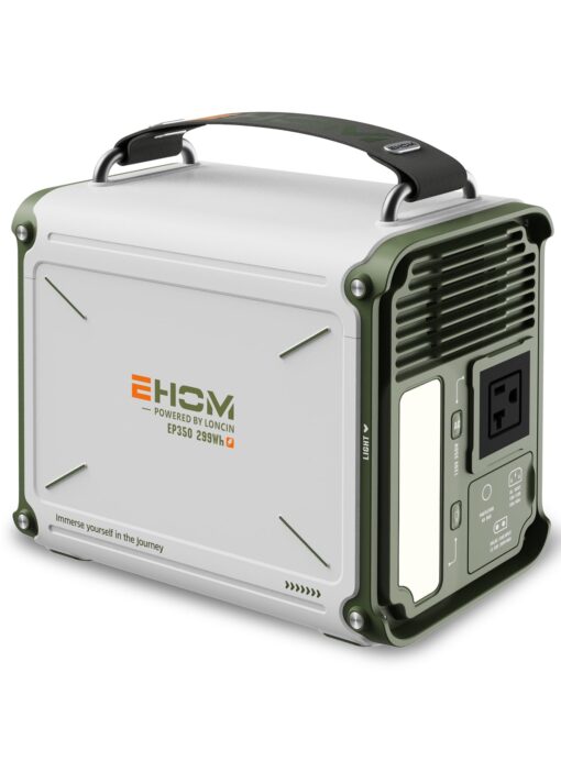 EHOM Portable Power Station 350W (Peak 700W), EP350 299Wh Solar Generator with 120V Pure Sine Wave AC/USB/Car Outlets, Backup Lithium Battery Generator for CPAP Outdoor RV Camping Emergency Blackout