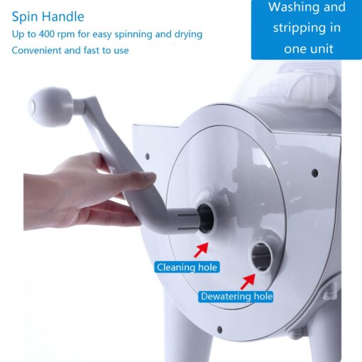 Portable Hand-Operated Drum Washing Machine, Non-Electric Manual Clothes Washer Dehydration, Hand Crank Laundry Wringer Washing Machine, Spin Dryer for Camping Apartments RV Dormitory Business Trip - Image 5