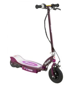 Razor E100 Kids Ride On 24 Volts Motorized Powered Electric Kick Scooter Speeds Up to 10 Miles Per Hour with Brakes and Pneumatic Tires, Purple