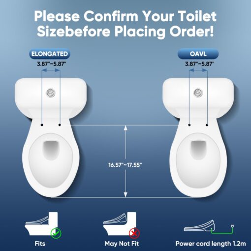FVZ Bidet Toilet Seat Elongated Smart Heated Toilet Seat with Warm Water & Dryer, Feminine & Child Wash, Self-Clean Stainless Steel Nozzle, Adjustable Water Pressure, Slow Close Lid - Image 3