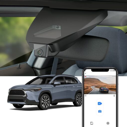 Fitcamx 4K Dash Cam Suitable for Toyota Corolla Cross 2023 2024 2025 LE L XLE, OEM Factory Style, UHD 2160P Video, Built-in WiFi & APP, Loop Recording, Gravity Sensor, Easy to Install, 64GB Card