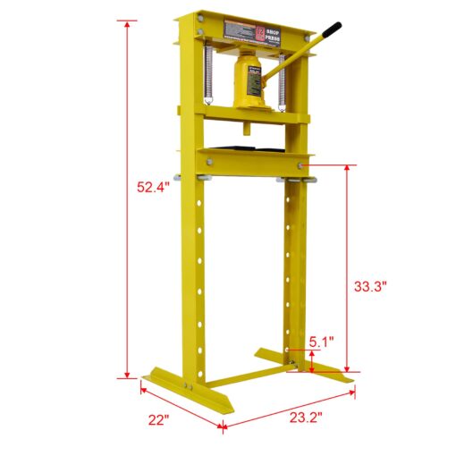 H-Frame Hydraulic Shop Press - Adjustable Garage Floor Press with 6 Ton 12 Ton 20 Ton Capacity and Stamping Plates - Image 7