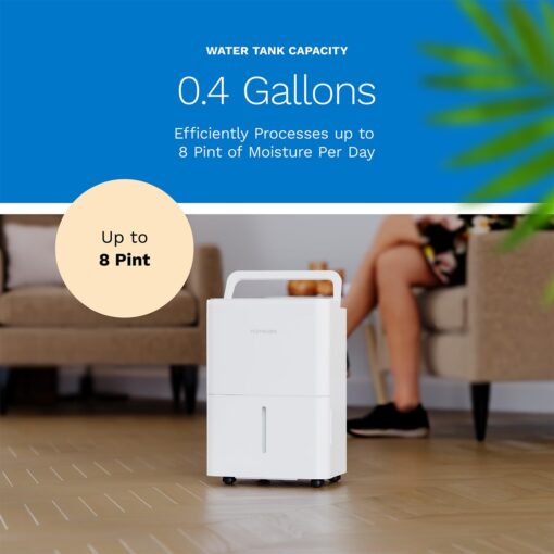 hOmeLabs 1,000 Sq. Ft Portable Dehumidifier - Ideal for Home Bedroom, Bathroom, Office and Small Sized Rooms - Ultra Quiet, Compact with Drain Hose Included - 8 pint - Image 3