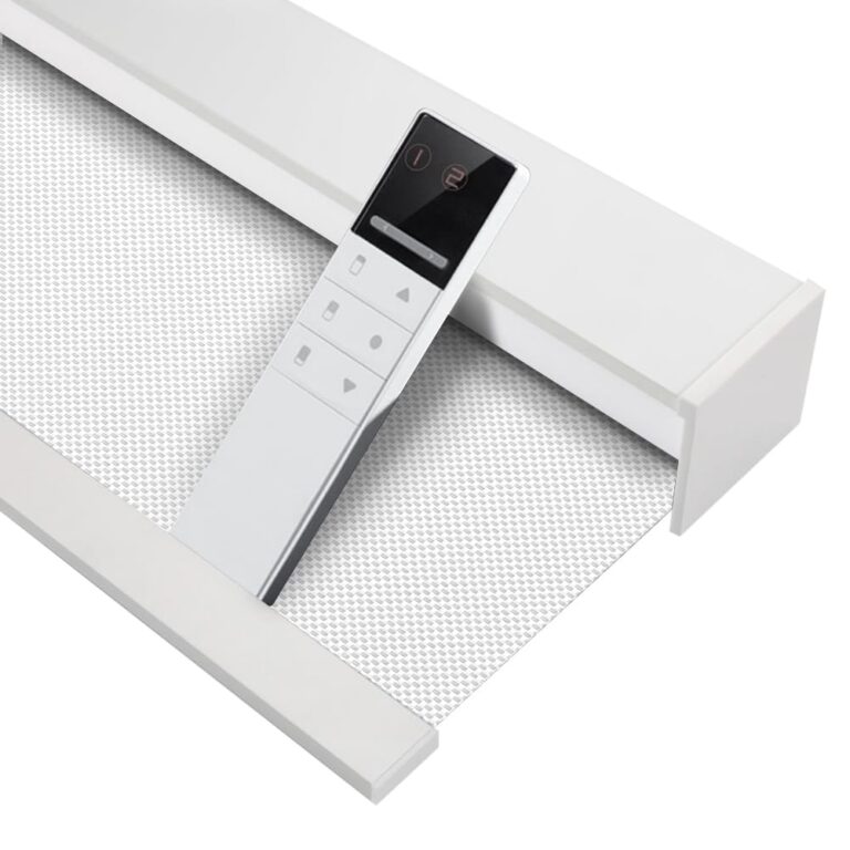 Motorized Blinds with Remote (23-95 inches) Window Roller Shade Wireless Rechargeable Motor Popular Full Blackout Sunshine Fabric for Office and Home Customize Size (82006G)