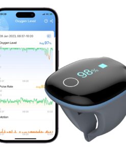 Wellue O2Ring Oxygen Monitor with Vibration Reminder -Bluetooth O2 Pulse Oximeter Rechargeable, Continuous Recording of SpO2 & PR, Blood Oxygen Saturation Tracker with Free APP & PC Reports