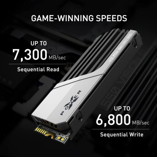Silicon Power 2TB XS70 Nvme PCIe Gen4 M.2 2280 SSD R/W Up to 7,300/6,800 MB/s, DRAM Cache, with Built-in PS5 Heatsink, Compatible with PlayStation 5 (SP02KGBP44XS7005) - Image 8