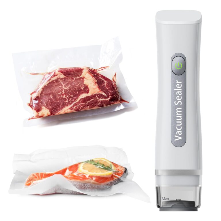 Fiii Vacuum Sealer with 30 Reusable Bags for Food | Compact Handheld Sealer Machine, One-Touch Kitchen Storage & Preservation