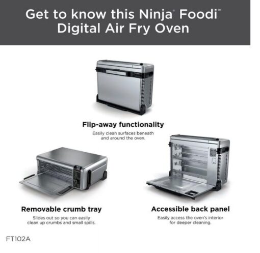 Ninja Foodi 9 in 1 Digital Multi-Functional Cooking, Air Fry Oven, Convection Oven, Toaster, Flip-Away Storage, Air Roast, Bake, Broil, Dehydrate, Reheat, 1800 Watts, Stainless Steel (102A) - Image 3