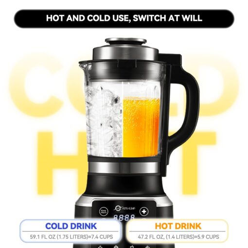 ASH01-B Blenders for Kitchen with Heating, 1200W Adjustable 26000-60000RPM High Speed Food Processors, Black Professional blender with Keep Warm 14 Functions Auto Clean for Smoothies Soups Sauces more - Image 4