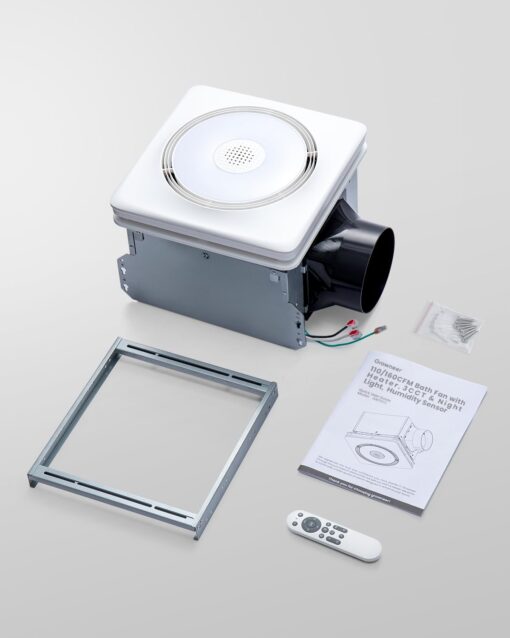 GROWNEER Bathroom Exhaust Fan with Light and Heater, 40W Bathroom Fan with Humidity Sensor, 110/160 CFM 1.0 Sone Exhaust Fan with Light, 1500lm LED Light 2700K/4000K/5000K & Nightlight, Remote - Image 2