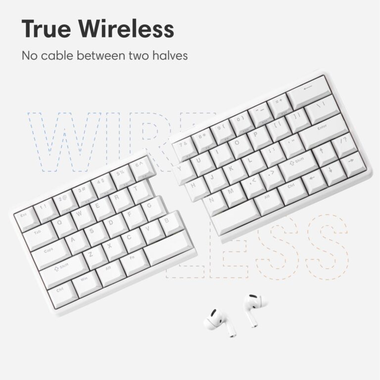NocFree Wireless Ergonomic Split Mechanical Keyboard - Tactile, Hot-Swappable, Compact 60% Layout, Programmable for Mac & Windows, PBT Keycaps(Standard Version) - Image 4