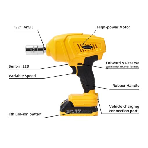 TYAYT Electric Car Jack 18V 5 Ton Cordless Electric Car Hydraulic Jack with Impact Wrench Battery Powered Portable Tire Change Kit with Cordless Remote Control for SUV Sedans - Image 4