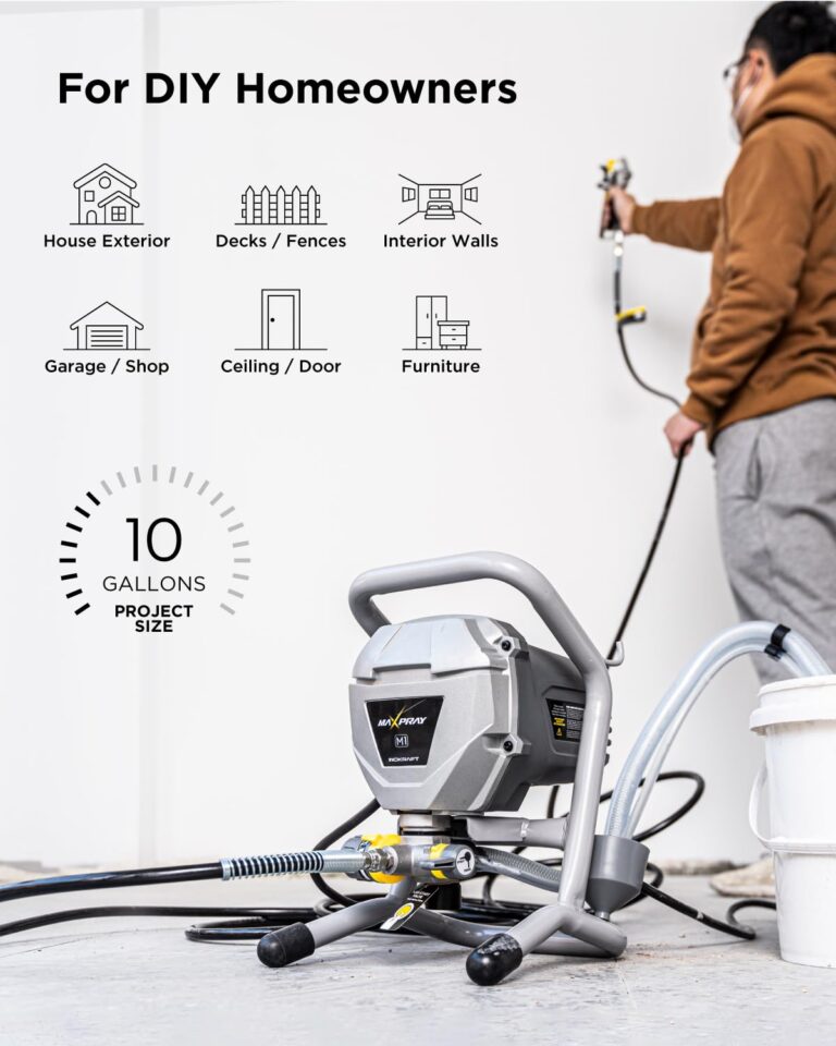 MaXpray M1 Airless Paint Sprayer, Highly Efficient Thinning-Free Minimal Overspray for Up to 10 Gallon DIY Painting Projects Home Interior & House Exterior, Comes with Sprayer Accessories - Image 7