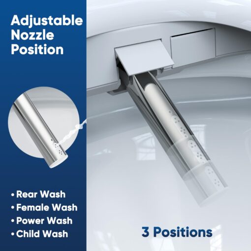 Bidet Toilet Seat Oval Smart Electric Heated Toilet Seat with Warm Water & Dryer, Feminine & Child Wash, Self-Clean Stainless Steel Nozzle, Adjustable Water Pressure, Slow Close Lid - Image 6