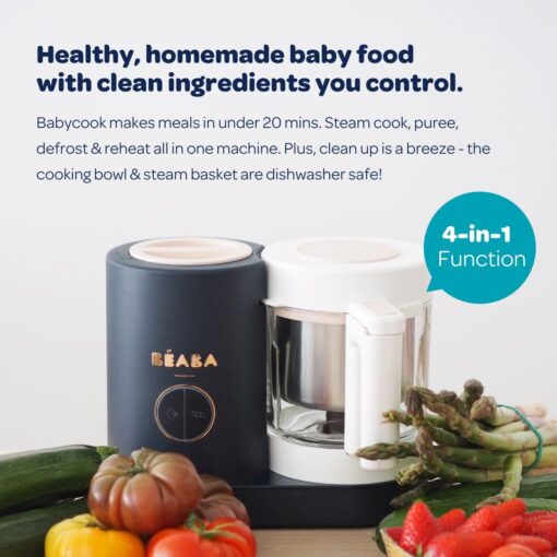 BEABA Babycook Neo Baby Food Maker | Non-Toxic Glass & Stainless Steel | Trusted by Celebrity Moms | Sustainable Baby Food Processor | Global Leader| 34 Servings in 20 Mins, Mineral - Image 2