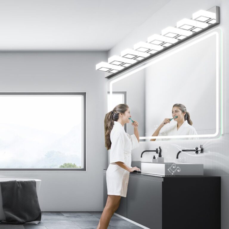 Ralbay 52" Modern Chrome Vanity Lights 8 Lights Acrylic Stainless Steel LED Vanity Light Fixtures Chrome Bathroom Lighting Over Mirror - Image 5