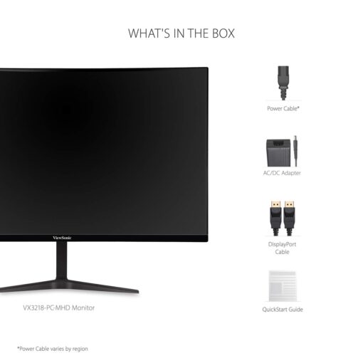 ViewSonic VX3218-PC-MHD 32 Inch Curved 1080p 1ms 180Hz Gaming Monitor with FreeSync Premium, Eye Care, HDMI and Display Port - Image 2