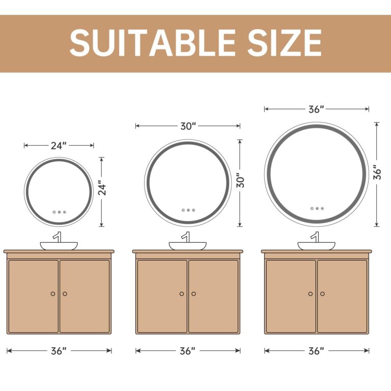 LOVESPEJO 30" Round LED Mirror for Bathroom, Anti-Fog LED Bathroom Vanity Mirror with Lights, Dimmable, 3 Colors, IP54 Waterproof - Image 7
