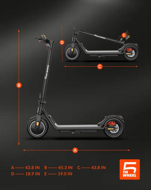 5TH WHEEL V20 Pro Electric Scooter, 10" Solid Tires, 350W Motor & 18 MPH, Turn Signals and Dual Brakes, APP Control & E-Lock, Portable and Foldable Commuter Electric Kick Scooter for Adults and Teens - Image 2