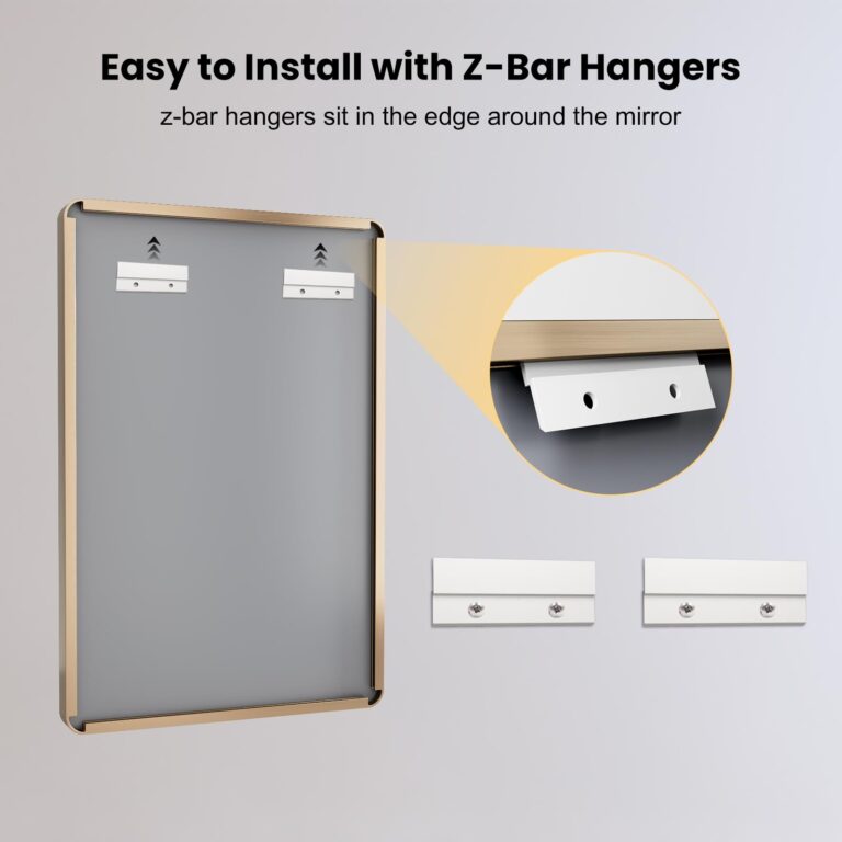 LOAAO 30”X36” Gold Bathroom Mirror, Rounded Rectangle Gold Frame Mirror, Brushed Gold Bathroom Vanity Mirror Wall-Mounted, Anti-Rust, Tempered Glass, Hangs Horizontally or Vertically - Image 4