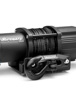 SuperATV Black Ops 2500 LB Winch Kit for UTV/ATV | Includes 50 Ft. Synthetic Rope | 12 Volt Winch | 1 HP Motor | Waterproof Seals and Solenoid | 166:1 Gear Ratio