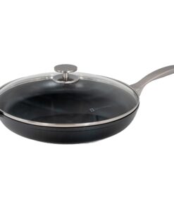 Swiss Diamond Frying Pans Nonstick with Lid, Features Stainless Steel Handle, Nonstick Diamond Coated Aluminum Skillets and Oven Safe Frying Pans with Lids, Cover Included, 12.5 Inch