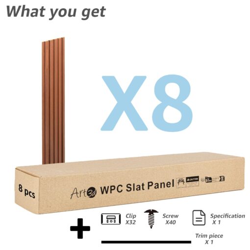 Art3d WPC Slat Wall Panels, 8-Pack 108 x 6 Inch 3D Wall Accents for Interior Wall Decor, Living Room, Bedroom, Teak - Image 8