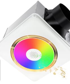 GROWNEER Bathroom Fan with Bluetooth Speaker, 110/160 CFM 1.0 Sone Bathroom Exhaust Fan with Heater, Exhaust Fan with Light & Remote, 9 RGB Modes, 1500lm 3 Color Temperature & Nightlight, EZ Install