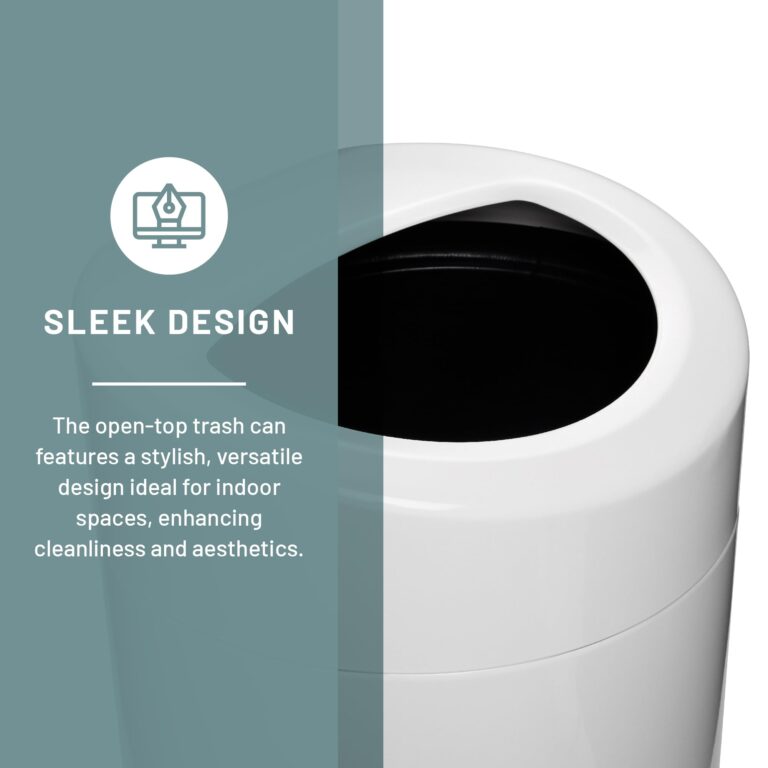 Safco Open Top Trash Can, 30 Gallon Stainless Steel Modern Garbage Can for Indoor Use, White - Image 4