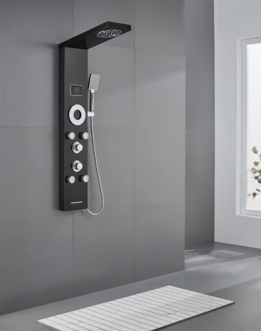 TSIBOMU LED Shower Panel Tower System, 304 Stainless Steel Bathroom Shower Tower with 3 Body Massage Jets, Shower Column Wall Mounted - Image 8