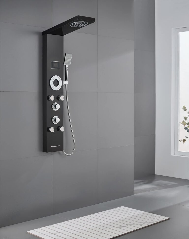TSIBOMU LED Shower Panel Tower System, 304 Stainless Steel Bathroom Shower Tower with 3 Body Massage Jets, Shower Column Wall Mounted - Image 8