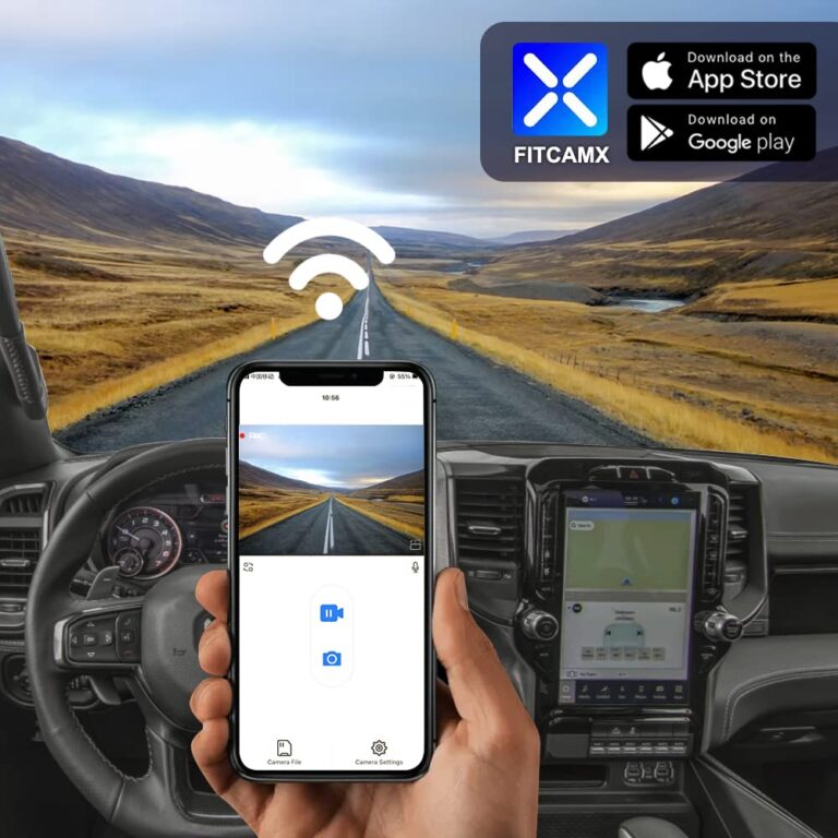 Fitcamx Front 4K+Rear 1080P Dash Cam Adapts for Dodge RAM 1500 (MODEL B) 2019-2024 Rebel Big Horn Laramie, OEM Look, Dual HD Video, WiFi Connect&APP, Loop Recording G-Sensor, Easy to Set, 128GB Card - Image 4