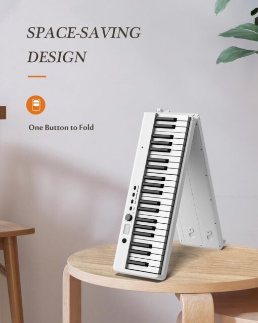 FingerBallet Portable Piano Keyboard, Semi-Weighted Folding Digital Piano 88 Key, Full Size, Wood Grain, Electric Piano Keyboard w/MIDI Bluetooth, Suitable for Adult, Toddler, Kids - Image 6