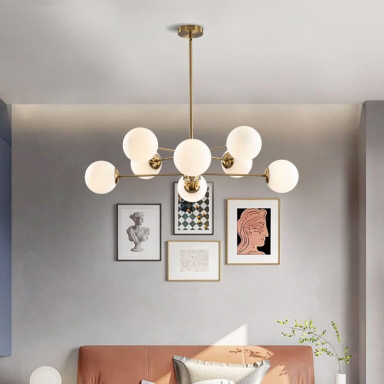 KCO Lighting 8-Light Glass Sputnik Chandelier Light Modern Gold Chandeliers Pendant Light Fixture Vintage Globe Ball Ceiling Flush Mount Light Fixture Kitchen Island - Image 5