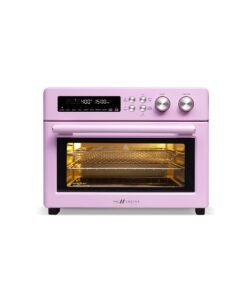 VAL CUCINA Retro Style Infrared Heating Air Fryer Toaster Oven, Extra Large Countertop Convection Oven 10-in-1 Combo, 6-Slice Toast, Enamel Baking Pan Easy Clean with Recipe Book, Classic Pink Color