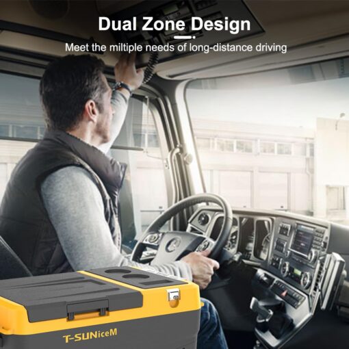 T-SUNiceM 12 Volt Car Fridge, 28 Quart Electric Cooler Dual Zone, Car Refrigerator -4℉~68℉ 12/24V DC & 100-240V AC App Control for Dewalt 18-20V Battery Truck Van RV Camper Travel Camping Road Trips - Image 4