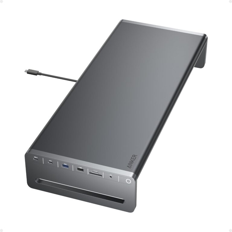 Anker USB-C Hub, 10-in-1 Aluminum Monitor Stand with 100W PD, 5Gbps USB Ports, and 4K@60Hz HDMI Display, Built-in 3.3 ft Cable, Clutter-Free Desk for MacBook, Dell, and Full-Function USB-C Devices