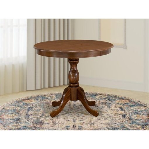 East West Furniture AMT-AWA-TP Antique Kitchen Table - a Round Dining Table Top with Pedestal Base, 36x36 Inch, Walnut - Image 4