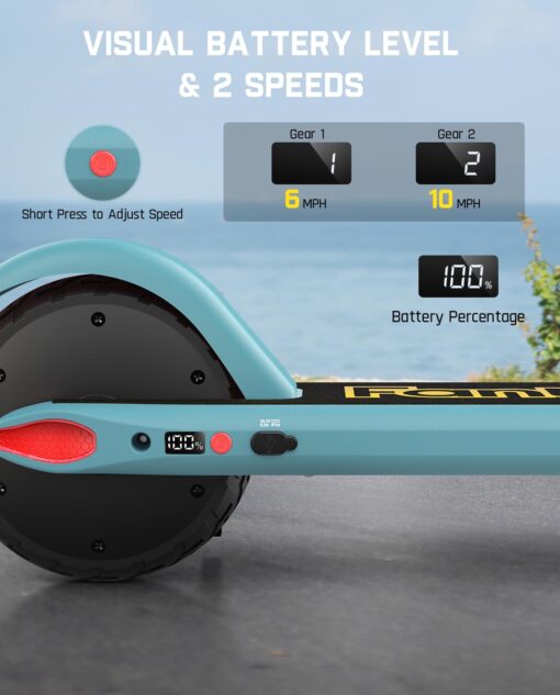 FanttikRide C9 Electric Scooter for Kids 8-12, Adjustable Handlebar Height for Riders 3.9-5.2 ft, 132 lbs, Up to 40 mins Continuous Time, 5 Miles Range, 2 Safe Max Speed 6/10 MPH, Blue - Image 7