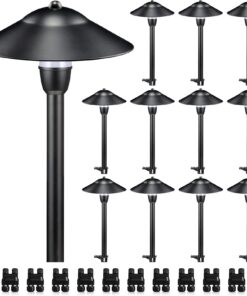 SUNVIE LED Low Voltage Landscape Lights 3W Cast-Aluminum Pathway Lights Low Voltage 12-24V Waterproof Landscape Path Lights 3000K Landscape Lighting for Yard Garden Walkway ETL Listed Cord, 12 Pack