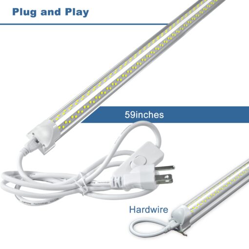 Giwsge 8ft LED Shop Light Fixture - 100W 15000LM 5000K 12 Pack, 8 Foot V Shape LED Strip Lights, 96" T8 LED Tube Light for Garage, Linkable with Plug - Image 5